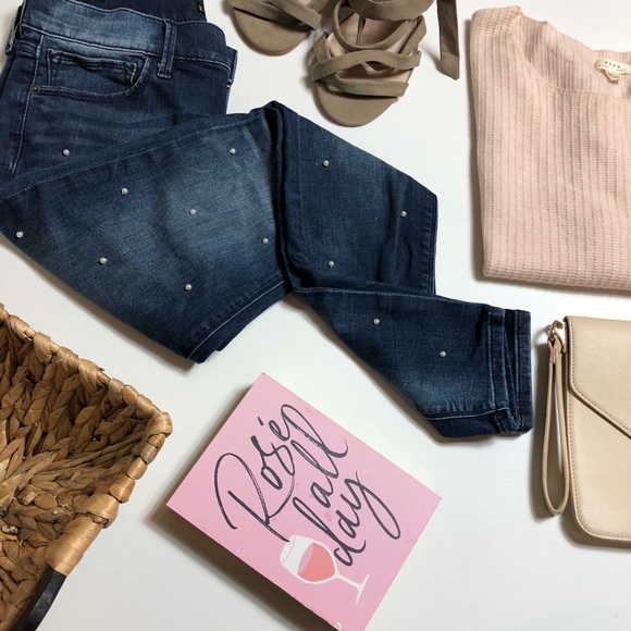Express Denim - Express Pearl Embellished Skinny Ankle Jeans